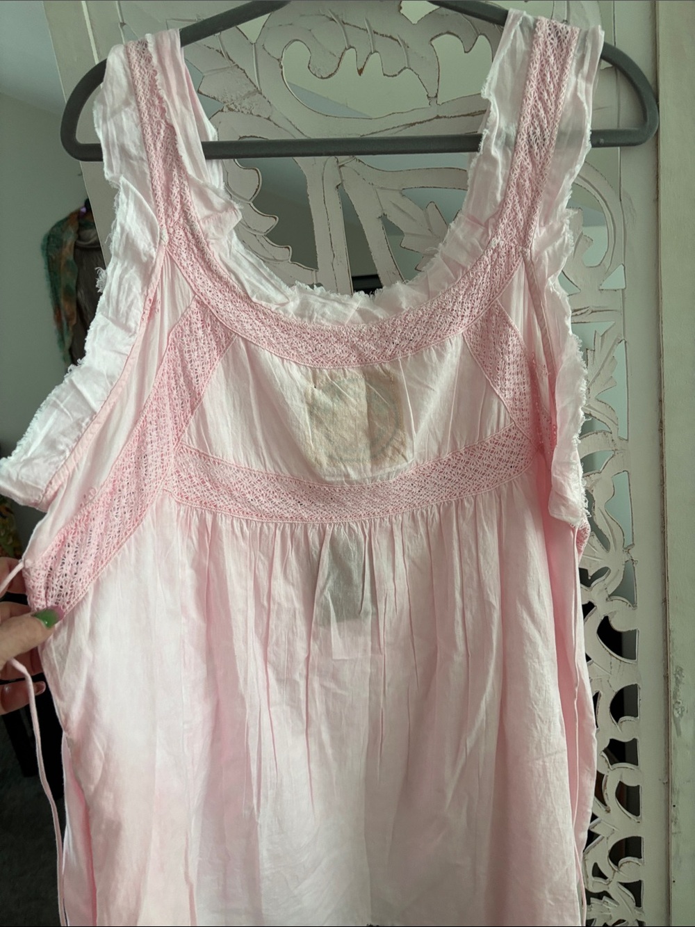 Light Pink Sleeveless Cotton Tunic Top - Picture 6 of 7